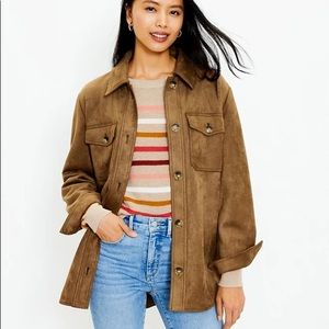 NWT Loft Faux Suede Shirt Jacket sz XL